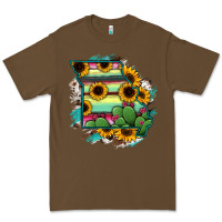 Cacao Missouri Map Sunflower Cactus Serape Premium Tee - RanaPortraitStore
