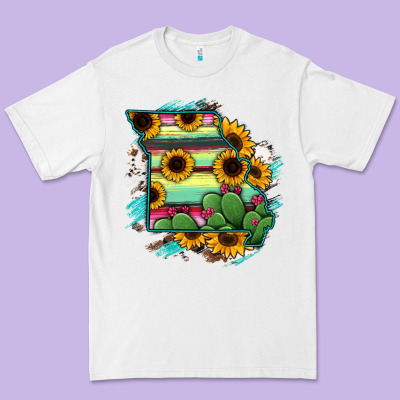 Missouri Map Sunflower Cactus Serape Premium Tee Designed By Ranaportraitstore