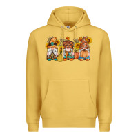 Antique Gold fall gnomes pumpkin sunflowers Premium Hoodie - Artiststas