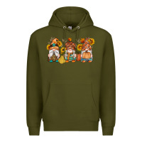 Army Green fall gnomes pumpkin sunflowers Premium Hoodie - Artiststas