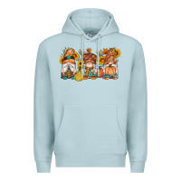 Blue Mist fall gnomes pumpkin sunflowers Premium Hoodie - Artiststas
