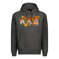 Charcoal Heather fall gnomes pumpkin sunflowers Premium Hoodie - Artiststas