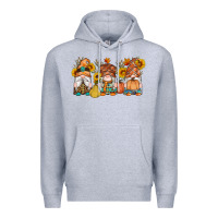 Heather Grey fall gnomes pumpkin sunflowers Premium Hoodie - Artiststas