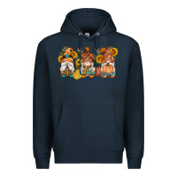 Navy fall gnomes pumpkin sunflowers Premium Hoodie - Artiststas