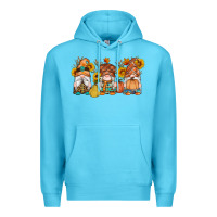 Ocean Blue fall gnomes pumpkin sunflowers Premium Hoodie - Artiststas