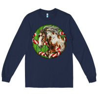 Navy Horse Christmas Long Sleeve Tee - LillyAllenDesigns