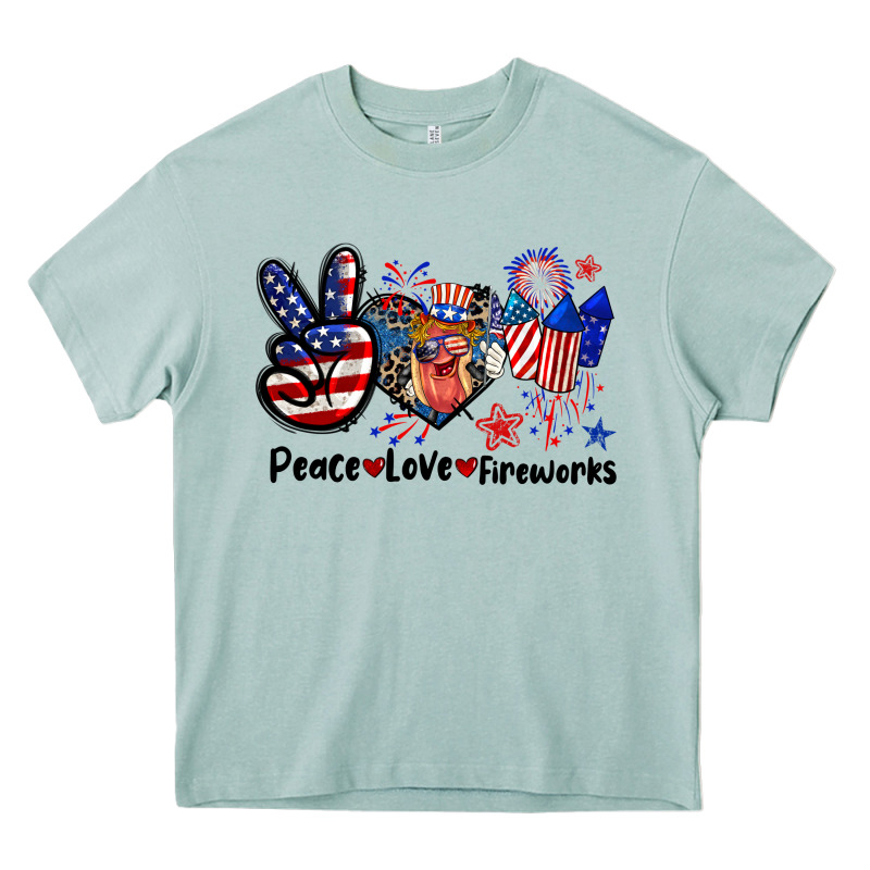 Peace Love Fireworks 4th Of July Heavy Core Tee by CowGirlArtShop | Teevron