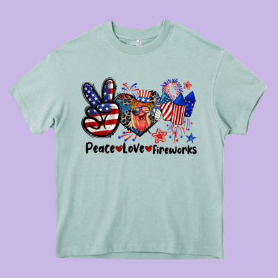 Peace Love Fireworks 4th Of July Heavy Core Tee Designed By Cowgirlartshop
