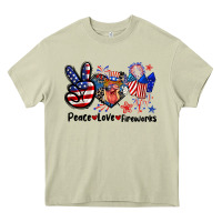 Mossy Peace love fireworks 4th of july Heavy Core Tee - CowGirlArtShop