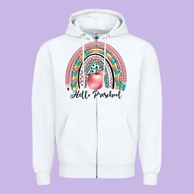 Hello Preschool Zipper Hoodie Designed By Jahusdesignshop