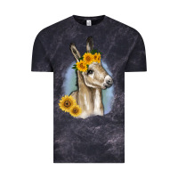 Cloud Black Sunflower Baby Donkey Vintage Tee - RanaPortraitStore