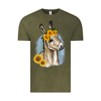 Vintage Olive Sunflower Baby Donkey Vintage Tee - RanaPortraitStore
