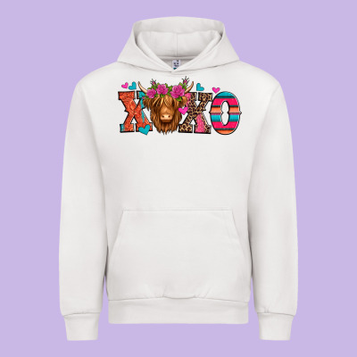 Xoxo Valentine's Day Highland Cow Urban Hoodie Designed By Jasminsmagicworld