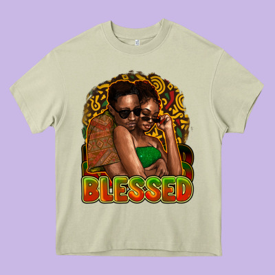 Black Couple Blessed Heavy Core Tee Designed By Howdyjamesfarm