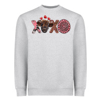 Heather Grey xoxo calf and gemstone Heavyweight Sweatshirt - RanaPortraitStore