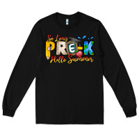 Black So Long Pre K Hello Summer Long Sleeve Tee - CowhideDigitalArt