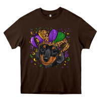 Chocolate Brown mardi gras hat dachshund puppy Heavy Core Tee - RanaPortraitStore
