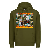 Army Green monster truck dinosaur t rex tumbler Premium Hoodie - Artiststas
