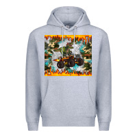 Heather Grey monster truck dinosaur t rex tumbler Premium Hoodie - Artiststas