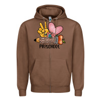 Chestnut peace love preschool Zipper Hoodie - JahusDesignShop