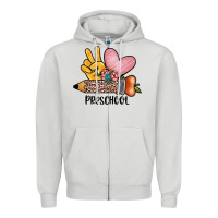 Dove Grey peace love preschool Zipper Hoodie - JahusDesignShop