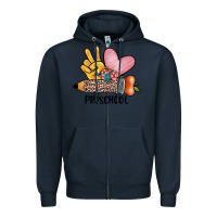 Navy peace love preschool Zipper Hoodie - JahusDesignShop