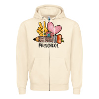 Sandshell peace love preschool Zipper Hoodie - JahusDesignShop