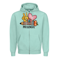 Seafoam peace love preschool Zipper Hoodie - JahusDesignShop