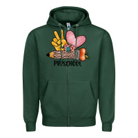 Sports Green peace love preschool Zipper Hoodie - JahusDesignShop
