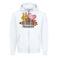 White peace love preschool Zipper Hoodie - JahusDesignShop