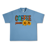Pebble Blue coffee please western doodle letters Urban Heavy Tee - FaDigitalArtStudio