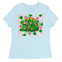Baby Blue lucky charm st patricks Ladies Tee - FaDigitalArtStudio