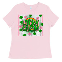 Bubblegum Pink lucky charm st patricks Ladies Tee - FaDigitalArtStudio