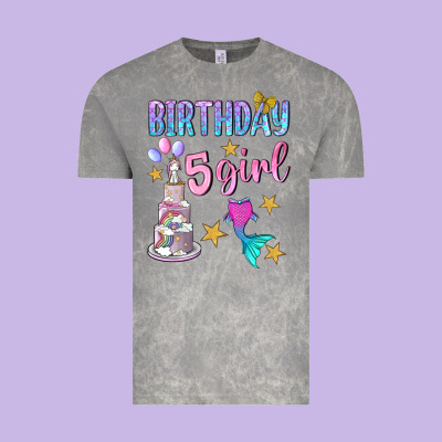 Birthday Girl 5 Vintage Tee Designed By Bundleandbundleshop