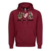 Burgundy peace love pitbull Zipper Hoodie - JahusDesignShop