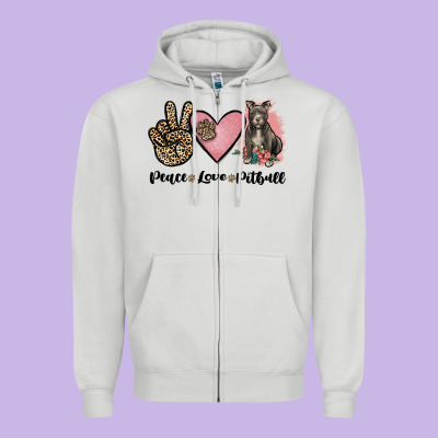 Peace Love Pitbull Zipper Hoodie Designed By Jahusdesignshop