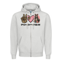 Dove Grey peace love pitbull Zipper Hoodie - JahusDesignShop