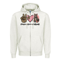 Oatmeal Heather peace love pitbull Zipper Hoodie - JahusDesignShop