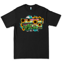 Black Montana Map Sunflower Cactus Serape Premium Tee - RanaPortraitStore