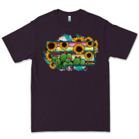 Plum Montana Map Sunflower Cactus Serape Premium Tee - RanaPortraitStore