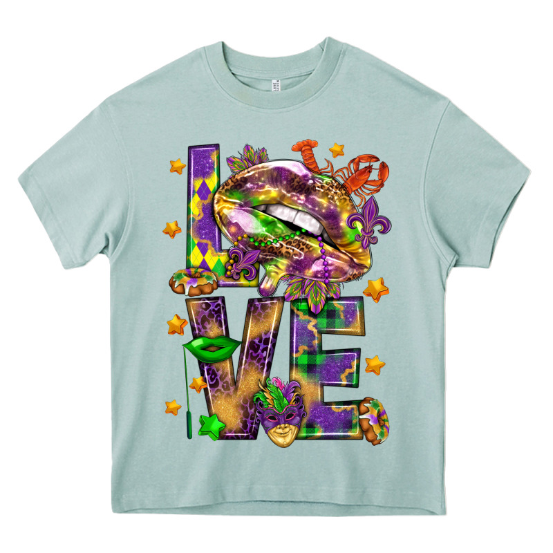 Mardi Gras Love Lips Heavy Core Tee by HowdyJamesFarm | Teevron