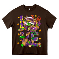 Chocolate Brown Mardi Gras love lips Heavy Core Tee - HowdyJamesFarm