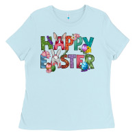 Baby Blue Western Happy Easter Ladies Tee - BundleAndBundleShop