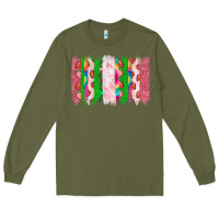 Army Green summer brushstrokes Long Sleeve Tee - CowhideDigitalArt