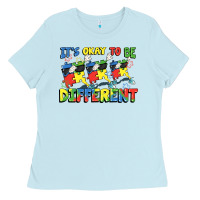 Baby Blue It's okay to be different Autism Ladies Tee - FaDigitalArtStudio