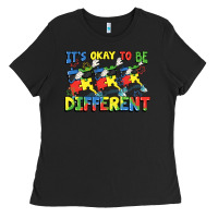 Black It's okay to be different Autism Ladies Tee - FaDigitalArtStudio