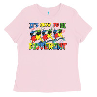 Bubblegum Pink It's okay to be different Autism Ladies Tee - FaDigitalArtStudio
