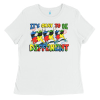 White It's okay to be different Autism Ladies Tee - FaDigitalArtStudio