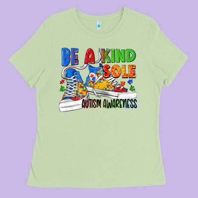 Be A Kind Sole Autism Awareness Ladies Tee Designed By Fadigitalartstudio