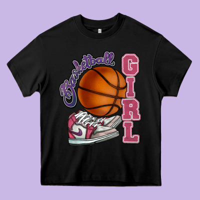 Basketball Girl Heavy Core Tee Designed By Howdyjamesfarm